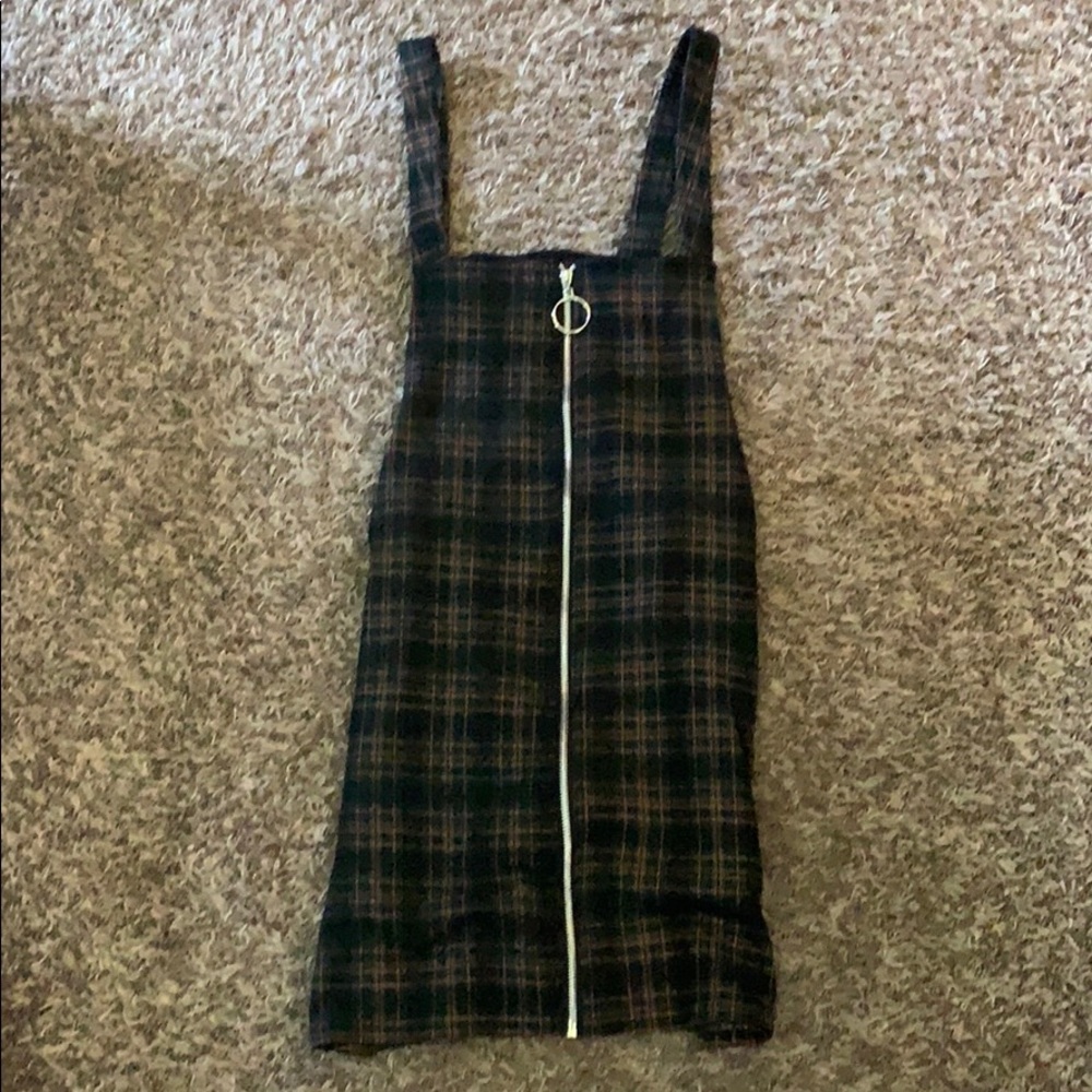 Zip up front plaid dress